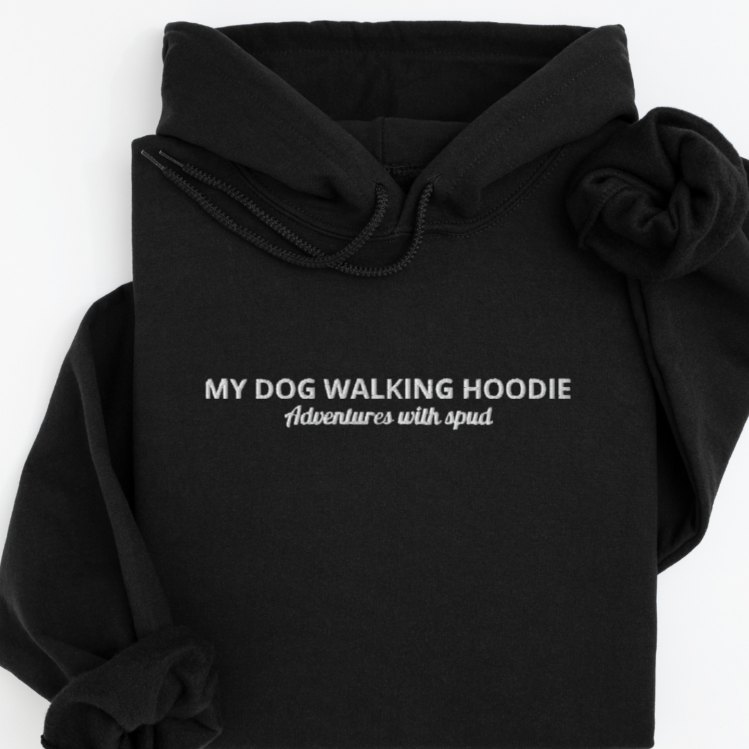 Personalised Embroidered “My Dog Walking Adventures” Hoodie – Custom Name