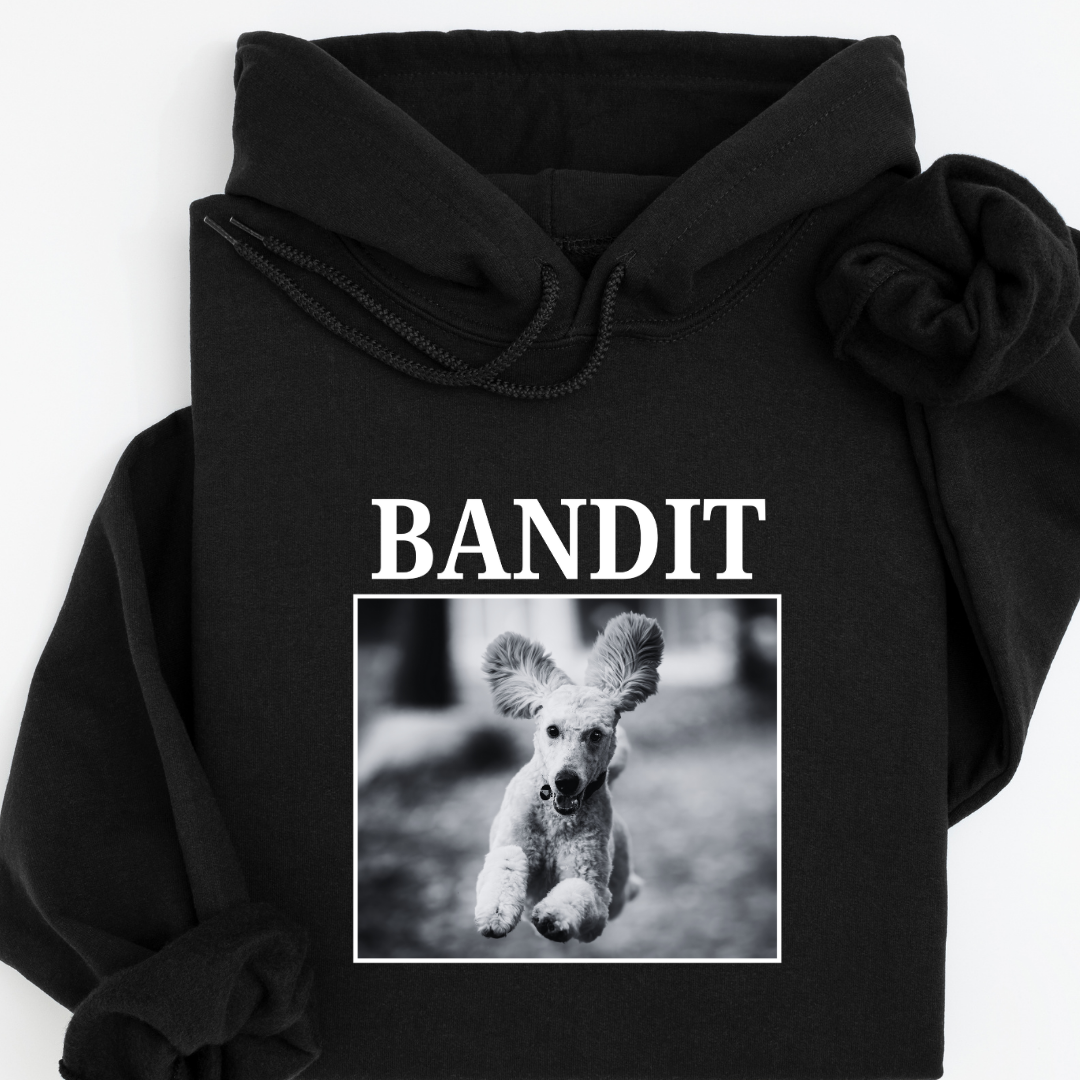 Personalised Vintage Dog Photo & Name Hoodie – Custom Printed
