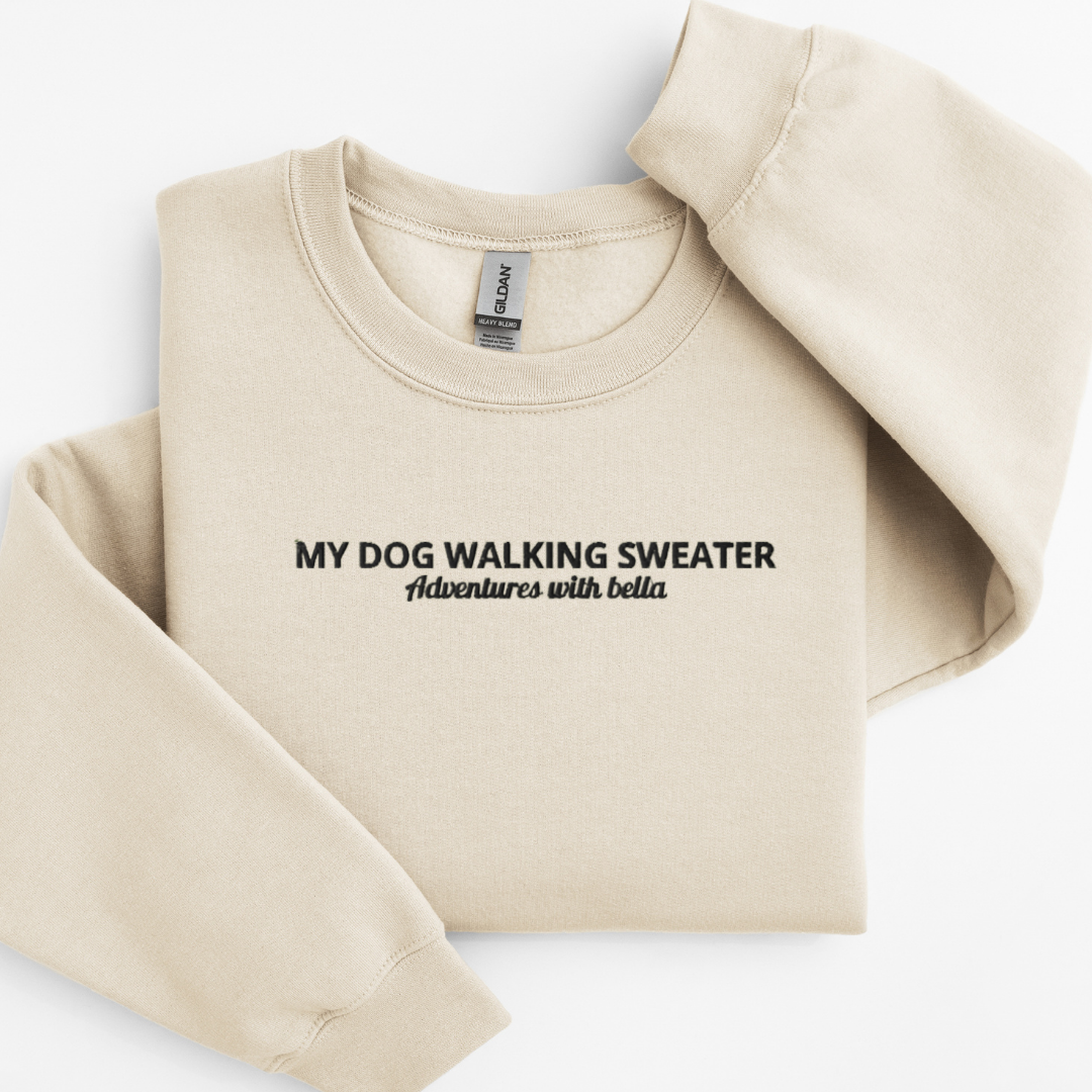 Embroidered Personalised “My Dog Walking Adventuress” Sweatshirt – Custom Name