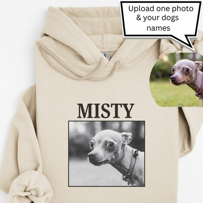 Personalised Vintage Dog Photo & Name Hoodie – Custom Printed