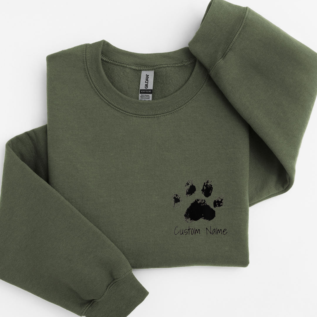 Personalised Dog Name Paw Print Sweatshirt – Custom Printed
