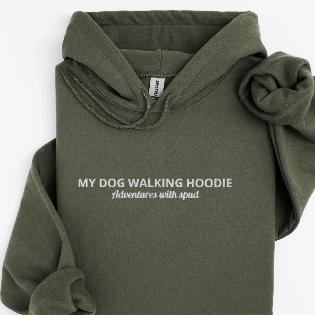 Personalised Embroidered “My Dog Walking Adventures” Hoodie – Custom Name