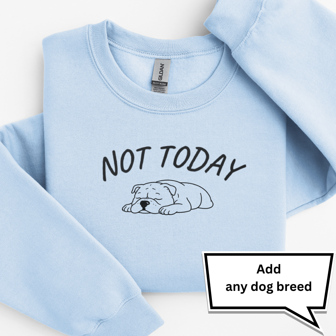 Personalised Any Dog Breed “Not Today Lazy Days” Sweatshirt – Custom Printed