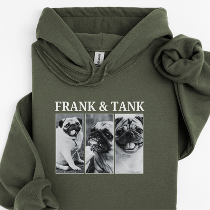 Personalised Vintage Dog Photo Hoodie – Custom Name (3 Photo Design)