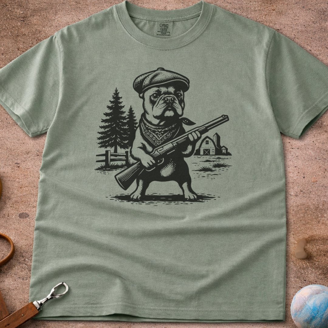 French Bulldog (Frenchie) Farm Dog shotgun T-Shirt