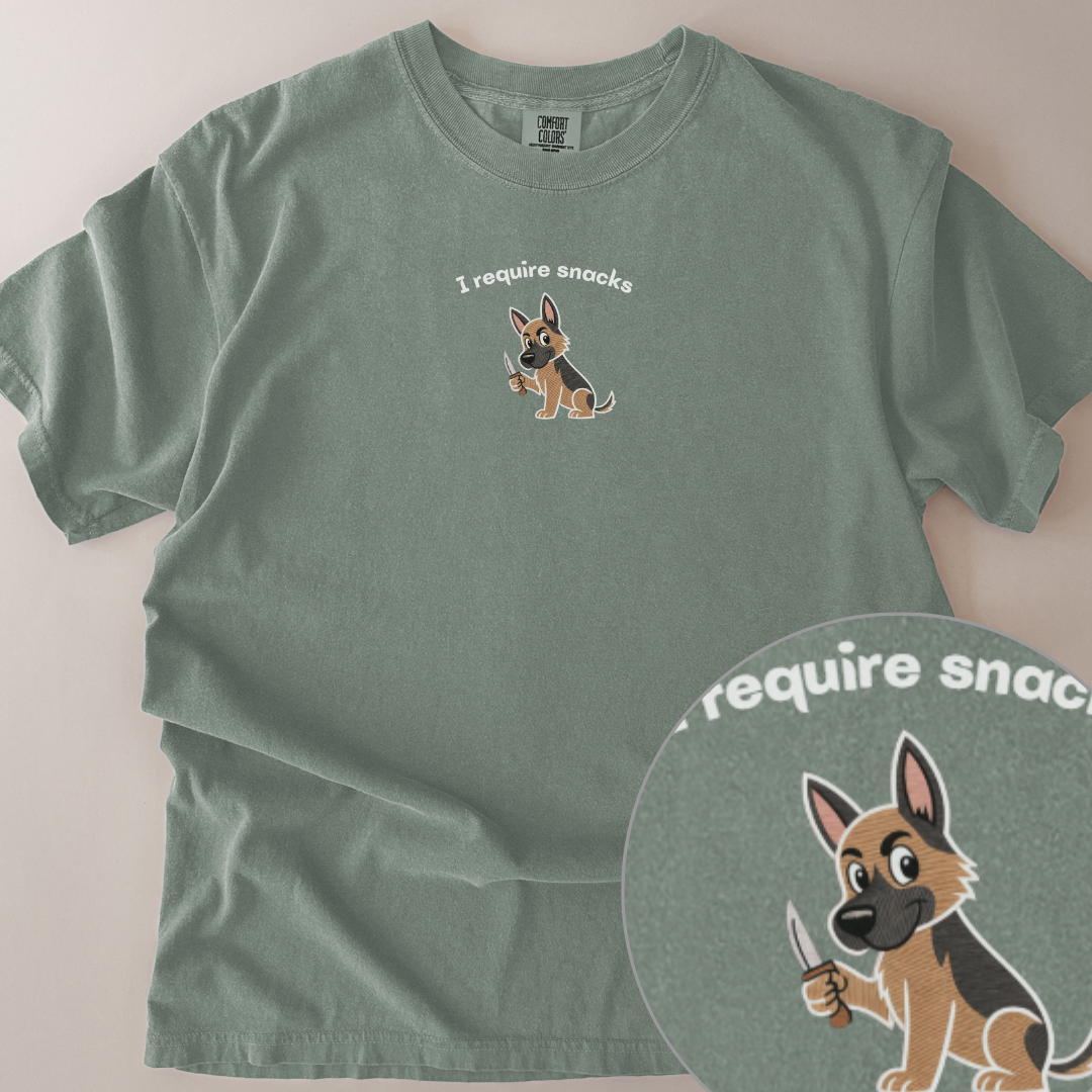 personalised I want snacks (any dog breed) t-shirt