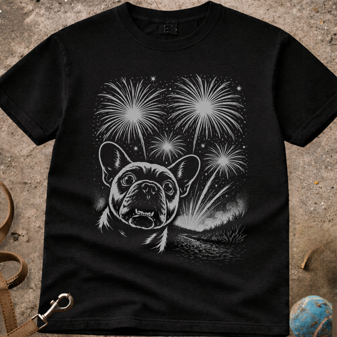 French Bulldog (Frenchie) vs Fireworks T-Shirt