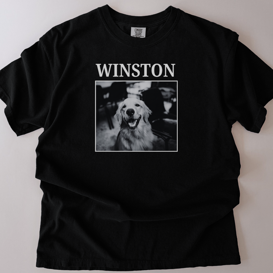 personalised vintage single photo and name t-shirt