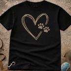 Dog Lover Paw Print Heart T-Shirt
