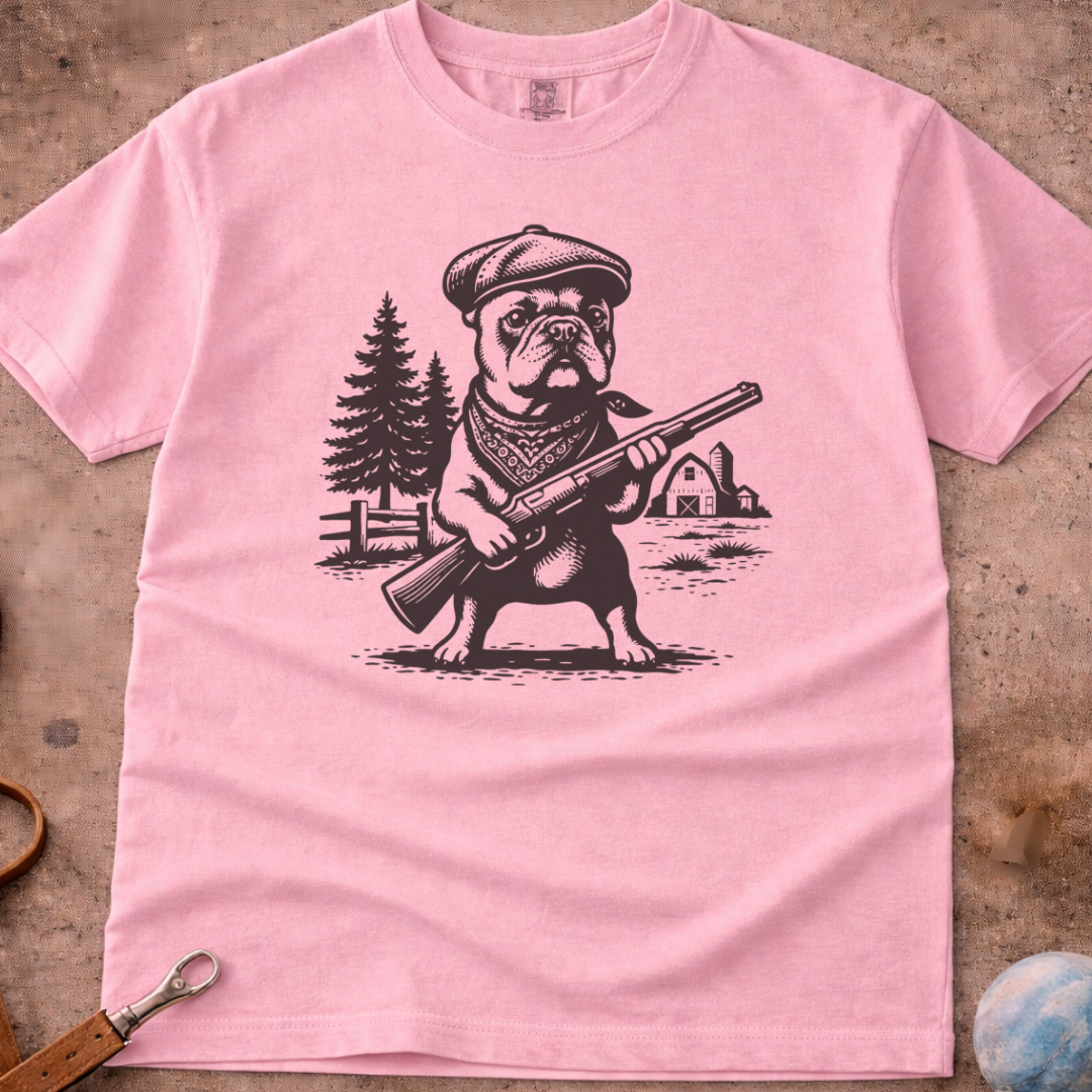 French Bulldog (Frenchie) Farm Dog shotgun T-Shirt