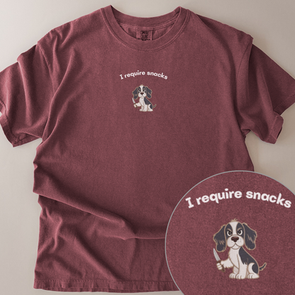 personalised I want snacks (any dog breed) t-shirt
