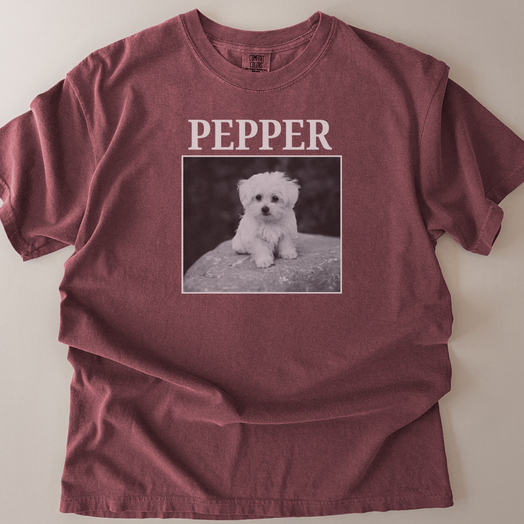 personalised vintage single photo and name t-shirt