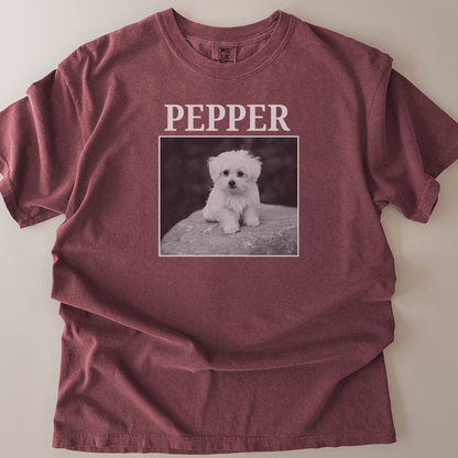 personalised vintage single photo and name t-shirt