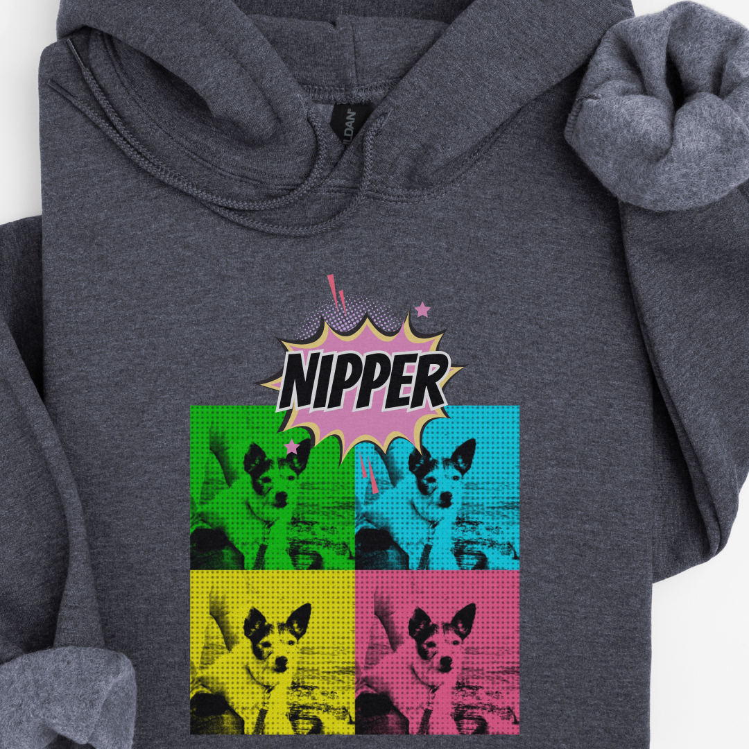 Personalised Pop Art Dog Photo Hoodie – Custom Name Printed