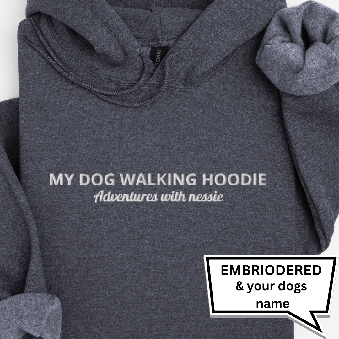 Personalised Embroidered “My Dog Walking Adventures” Hoodie – Custom Name