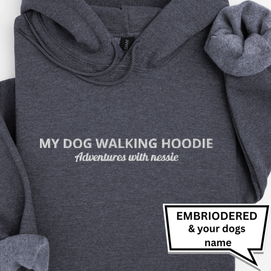 Personalised Embroidered “My Dog Walking Adventures” Hoodie – Custom Name