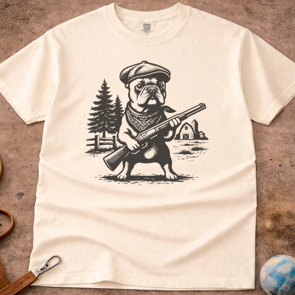 French Bulldog (Frenchie) Farm Dog shotgun T-Shirt