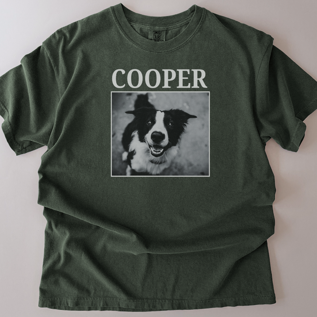 personalised vintage single photo and name t-shirt