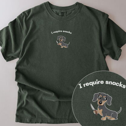personalised I want snacks (any dog breed) t-shirt