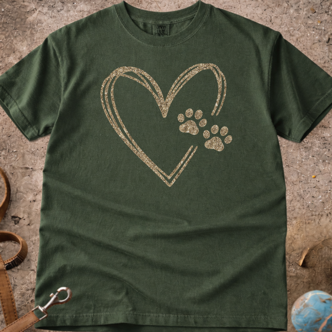 Dog Lover Paw Print Heart T-Shirt