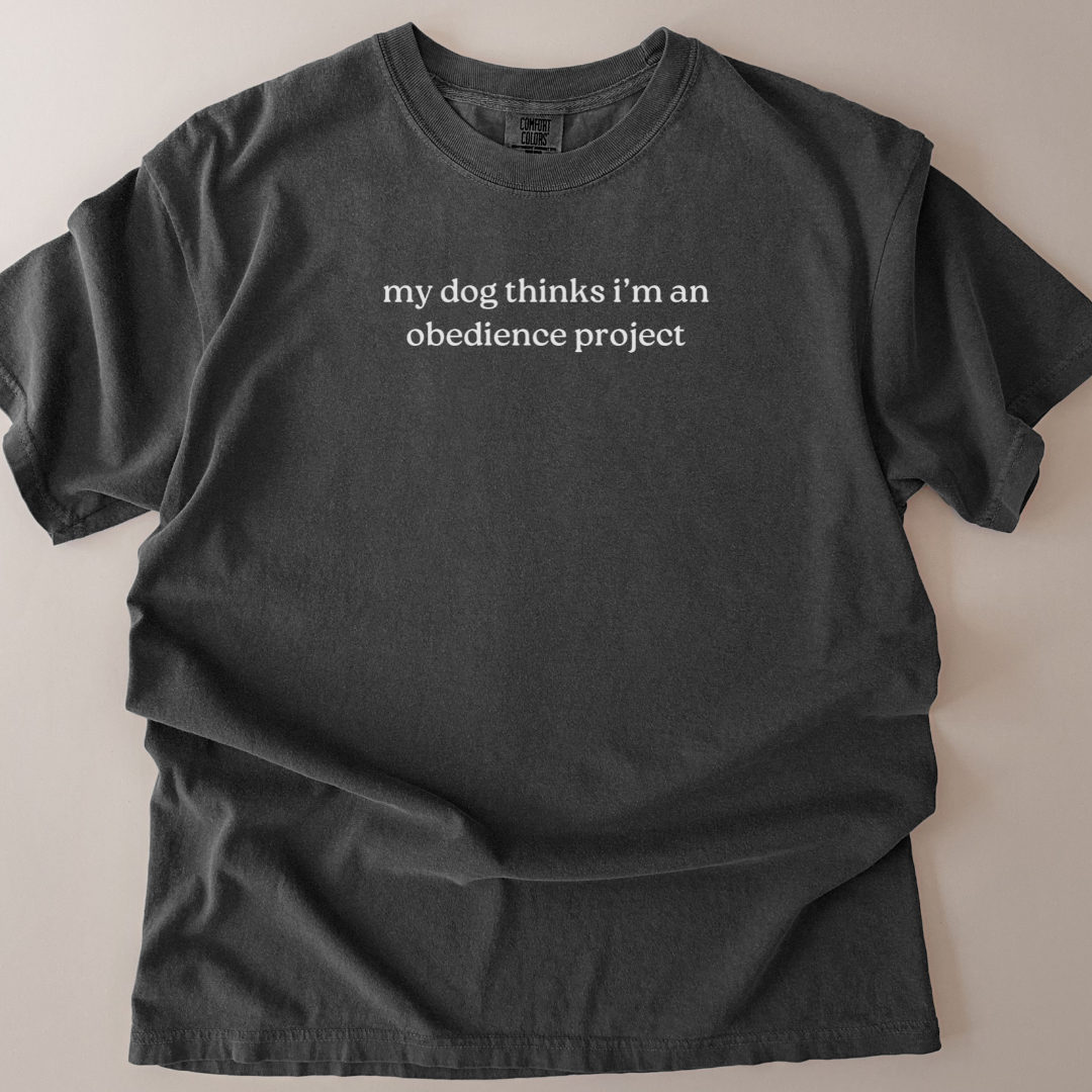my dog thinks i'm an obedience project t-shirt