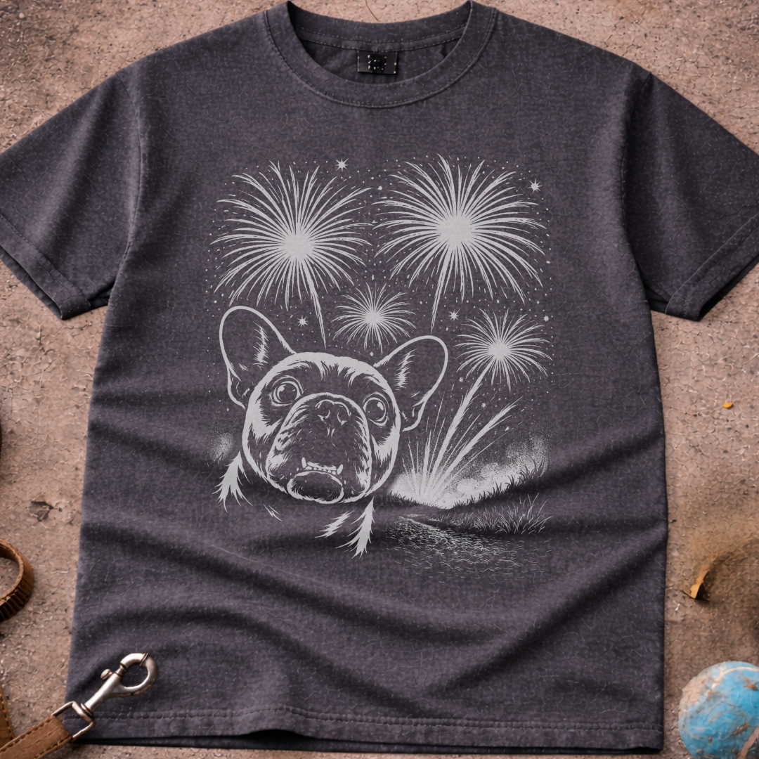 French Bulldog (Frenchie) vs Fireworks T-Shirt