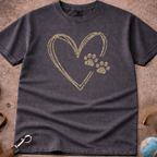 Dog Lover Paw Print Heart T-Shirt