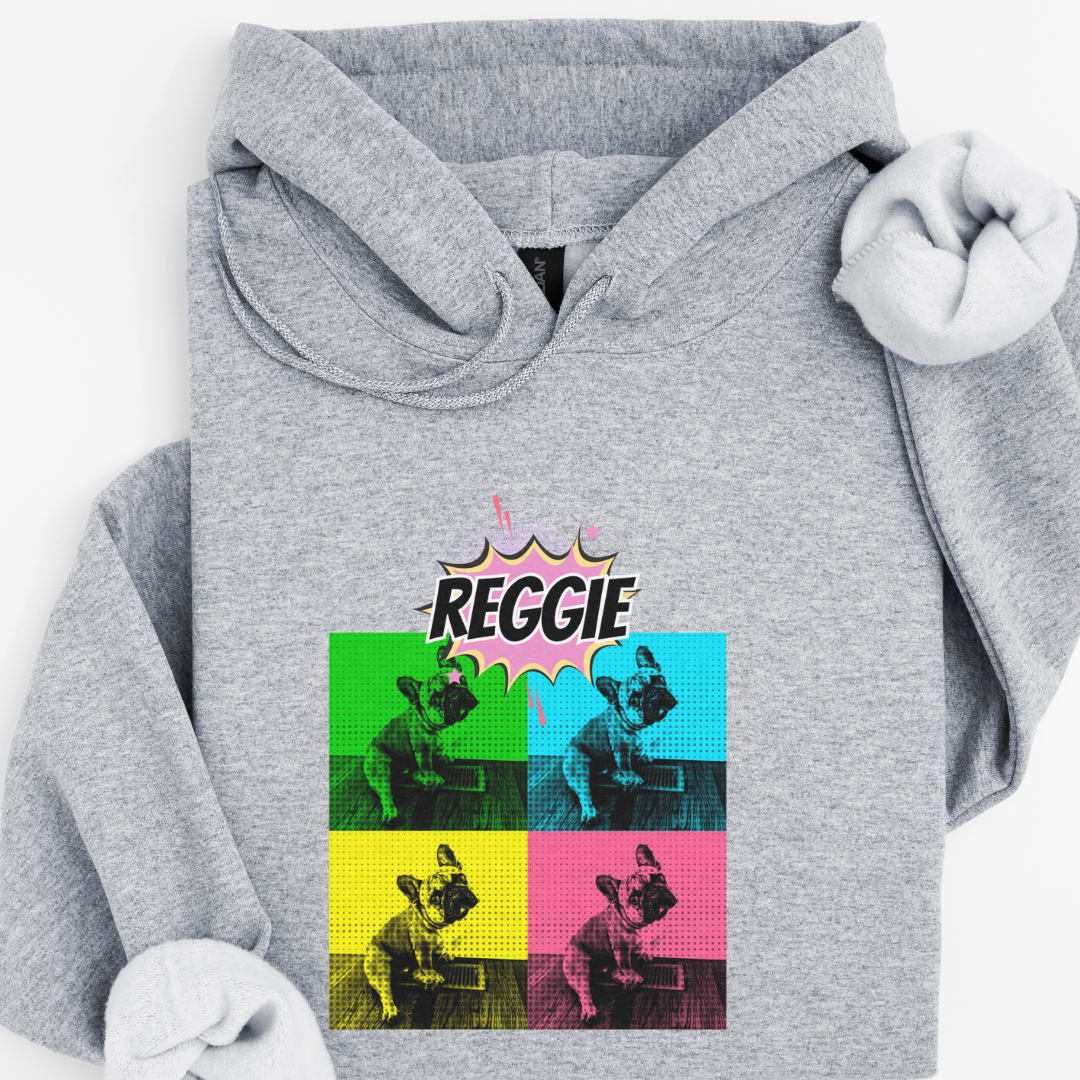 Personalised Pop Art Dog Photo Hoodie – Custom Name Printed
