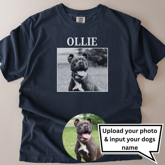 personalised vintage single photo and name t-shirt