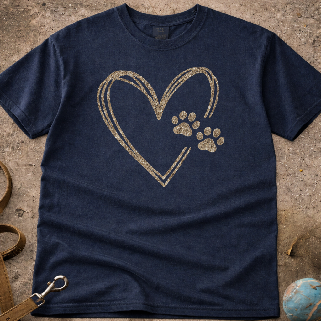 Dog Lover Paw Print Heart T-Shirt