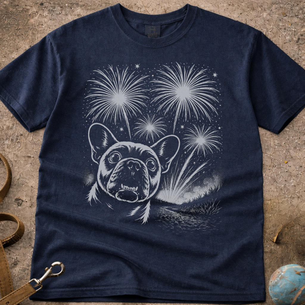 French Bulldog (Frenchie) vs Fireworks T-Shirt