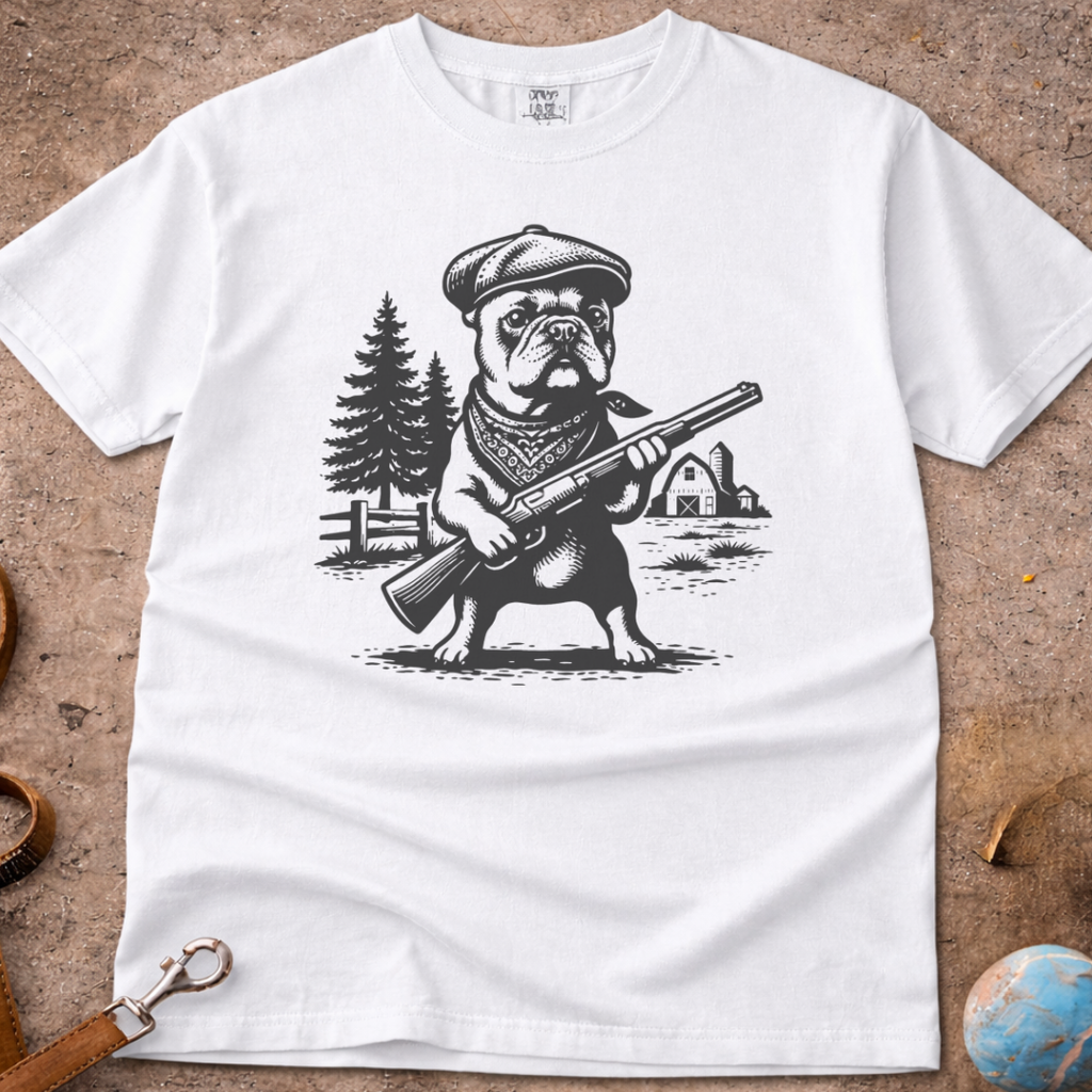 French Bulldog (Frenchie) Farm Dog shotgun T-Shirt